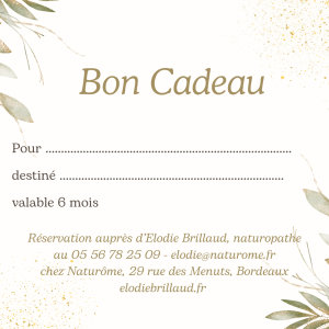 bon cadeau pour massage 1h corps ou visage par Elodie Brillaud Naturôme Bordeaux